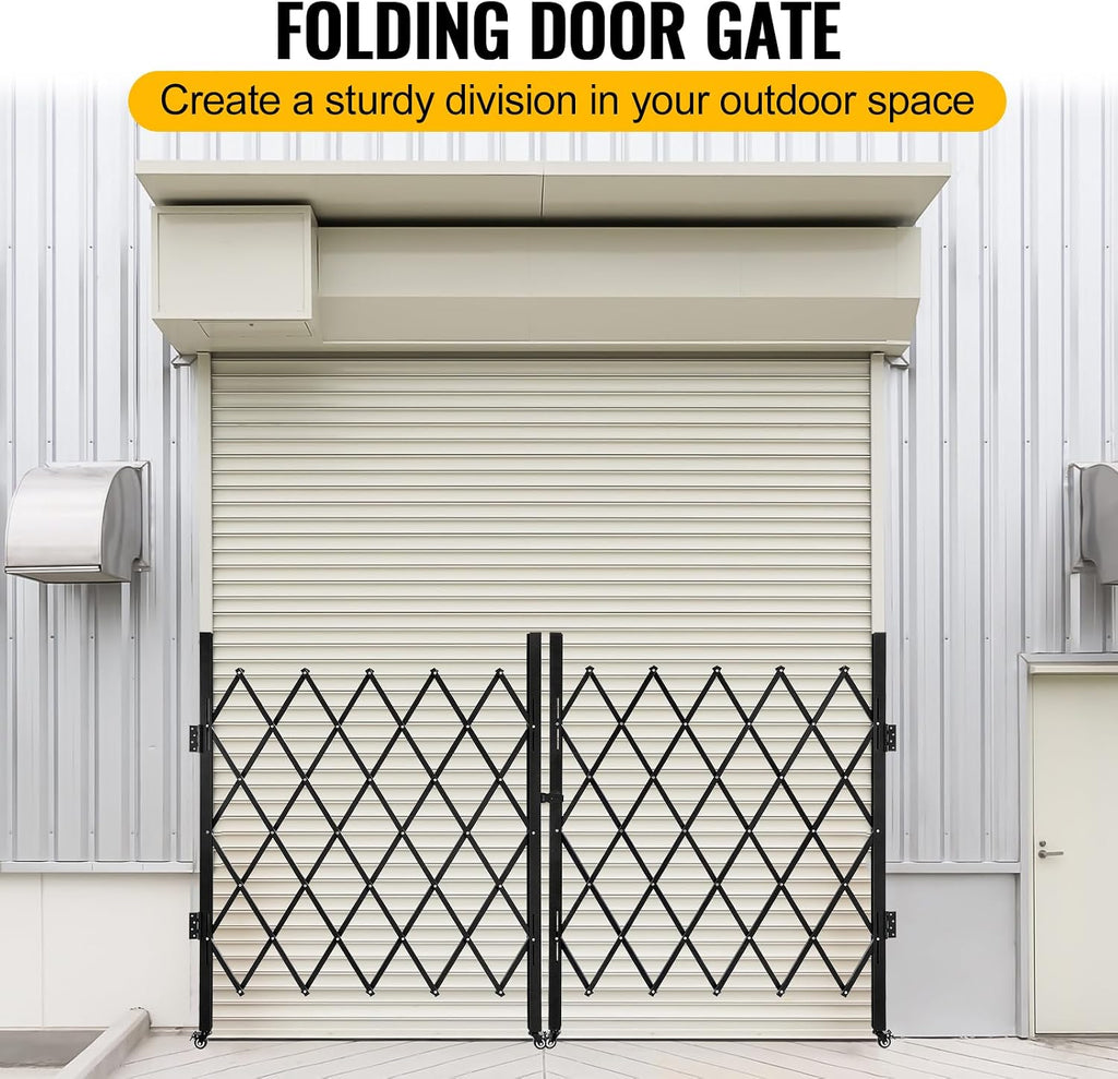 Folding Security Gate Stainless Steel Folding Door Gate Driveway Gate Flexible Expanding Fence Gate Retractable Fence Outdoor Barricade Scissor Gate with Casters (118.11'Wx59.06'H)