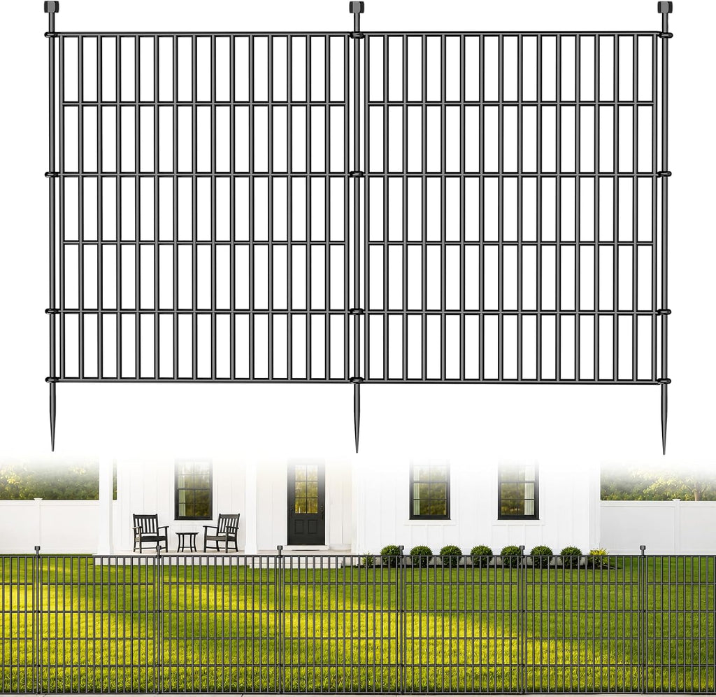 No-Dig Decorative Outdoor Garden Fence for Yard, Animal Barrier Fencing for Dog | Rustproof Metal Temporary Fence for Patio, Pet and Flower Bed | 32in (H) x 35.4ft(L), 15 Panels