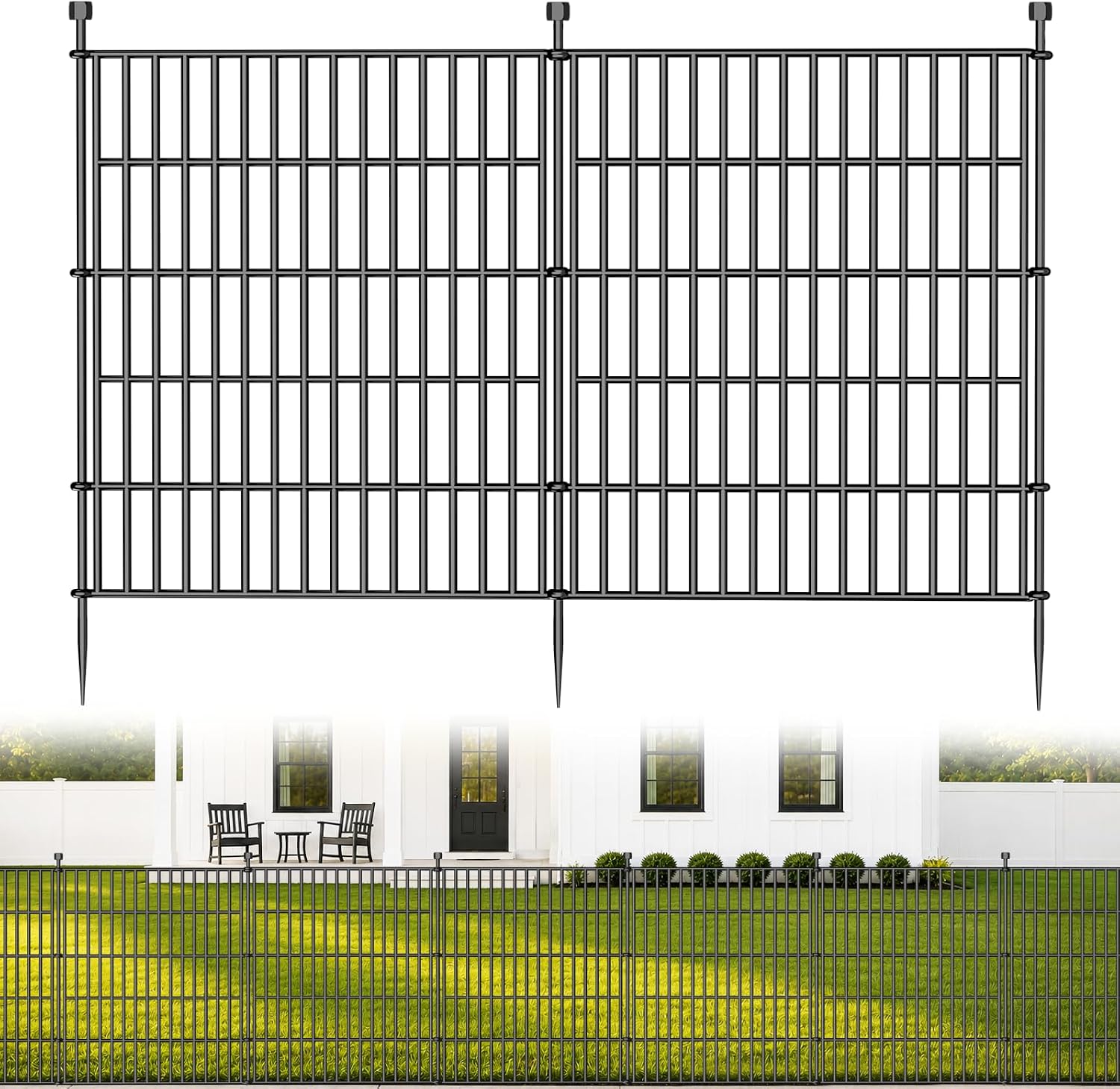 No-Dig Decorative Outdoor Garden Fence for Yard, Animal Barrier Fencing for Dog | Rustproof Metal Temporary Fence for Patio, Pet and Flower Bed | 32in (H) x 35.4ft(L), 15 Panels