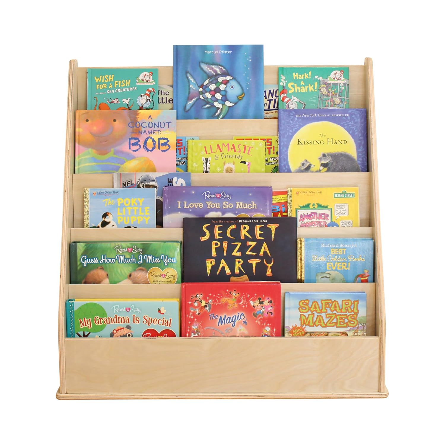 Factory Direct Partners Birch Book Display Stand, 5-Shelf Storage for Kid's Books and Magazines, Children's Furniture for Bedroom, Playroom, Daycare, Preschool or Classroom - Natural, 13132-NT