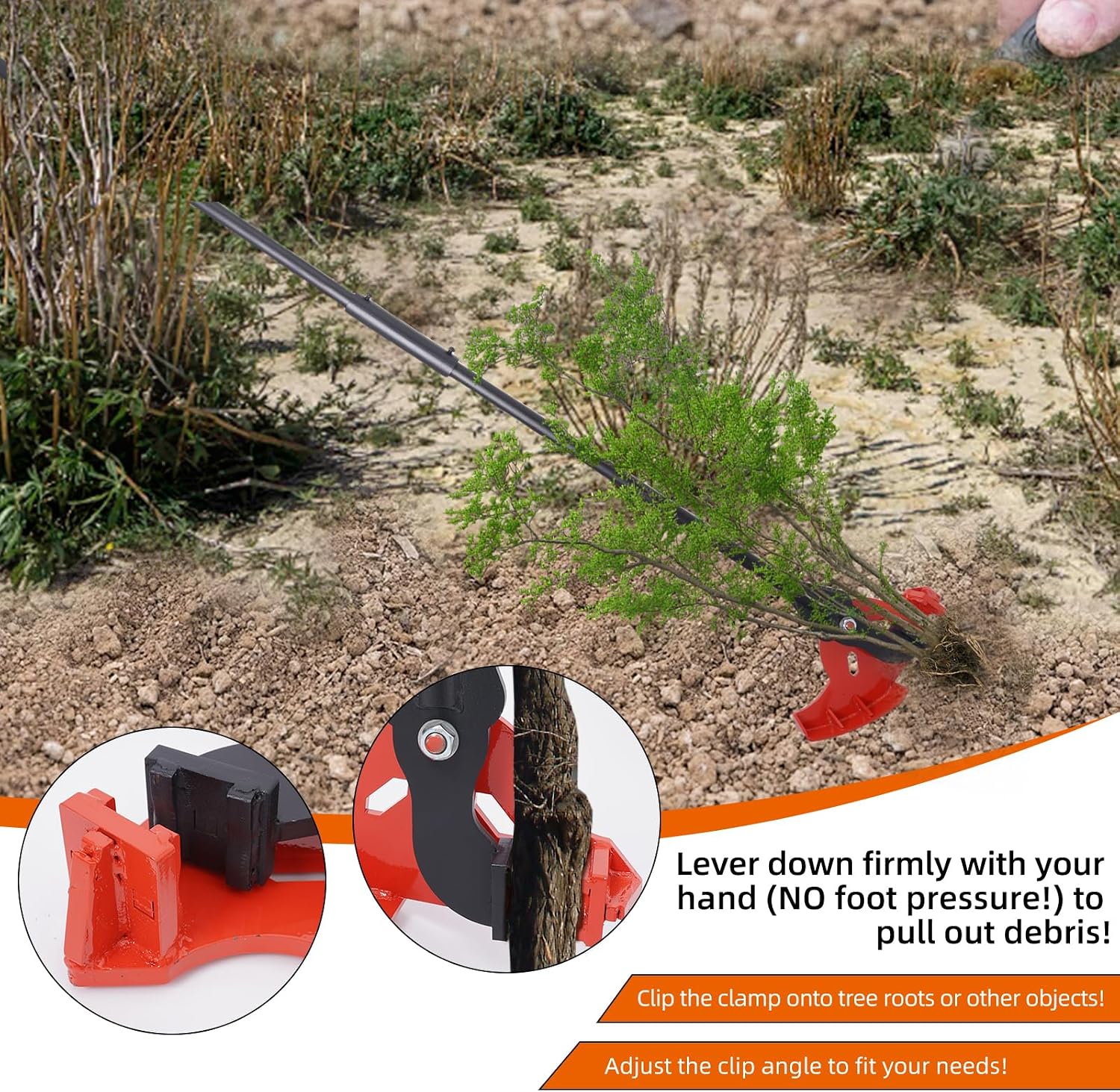 Long-Size Puller-for Tree Roots, Shrubs & Weeds,Lever-Type Root Puller,Weed & Root Extraction Tool-Fits 0.2' to 2 inches Roots Cleaner,Manual Ground Debris Cleaner,Labor-Saving Weed Remover