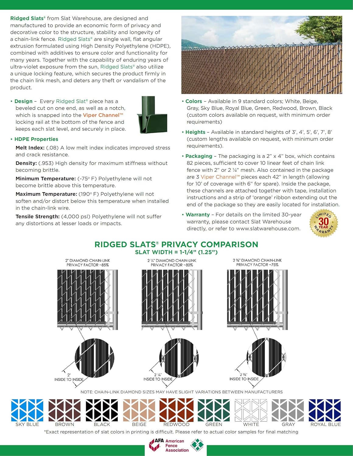 Proudly Made in The USA! - Ridged Slat Single Wall Bottom Locking Slat Depot Privacy Slat for 3', 4', 5', 6', 7' and 8' Chain Link Fence (8ft, Beige)
