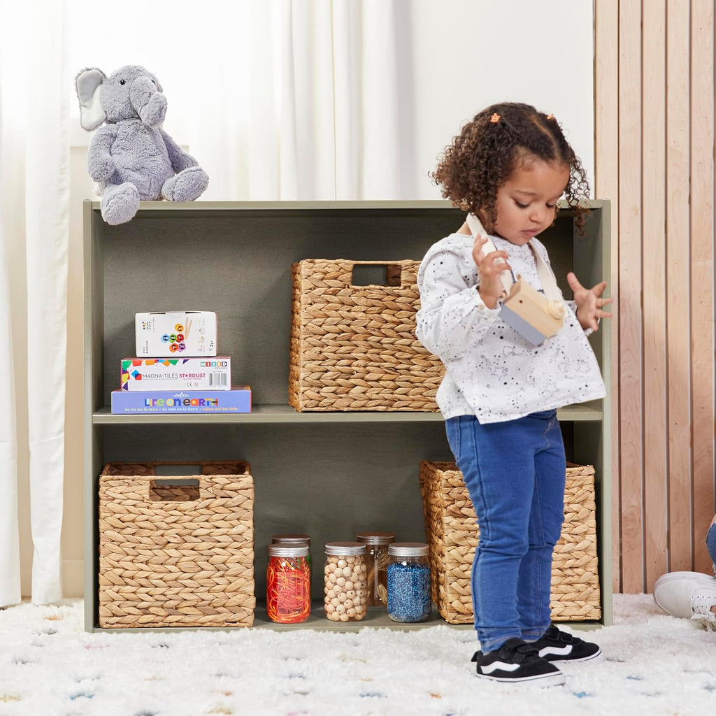 ECR4Kids Birch Streamline 2-Shelf Storage Cabinet, 30in High, Classroom Furniture, Grey Wash