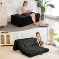 MAXYOYO Folding Sofa Couch Bed, 6 Inch Tri-Fold Floor Sofa Bed, Folding Mattress with Handles, Soft Faux Fur Folding Bed with Supportive Foam Filling, Portable Couch for Living Room, Twin, Black