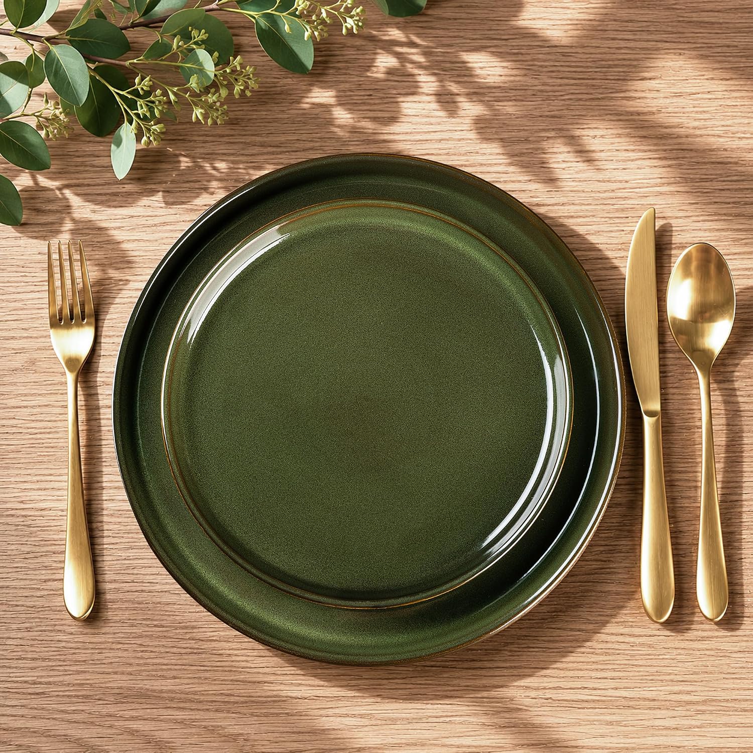 AmorArc Stoneware Dinnerware Sets,Round Reactive Glaze Plates and Bowls Set,Highly Scratch Resistant | Dishwasher & Microwave Safe Dishes Set,Service for 8 (24pc)