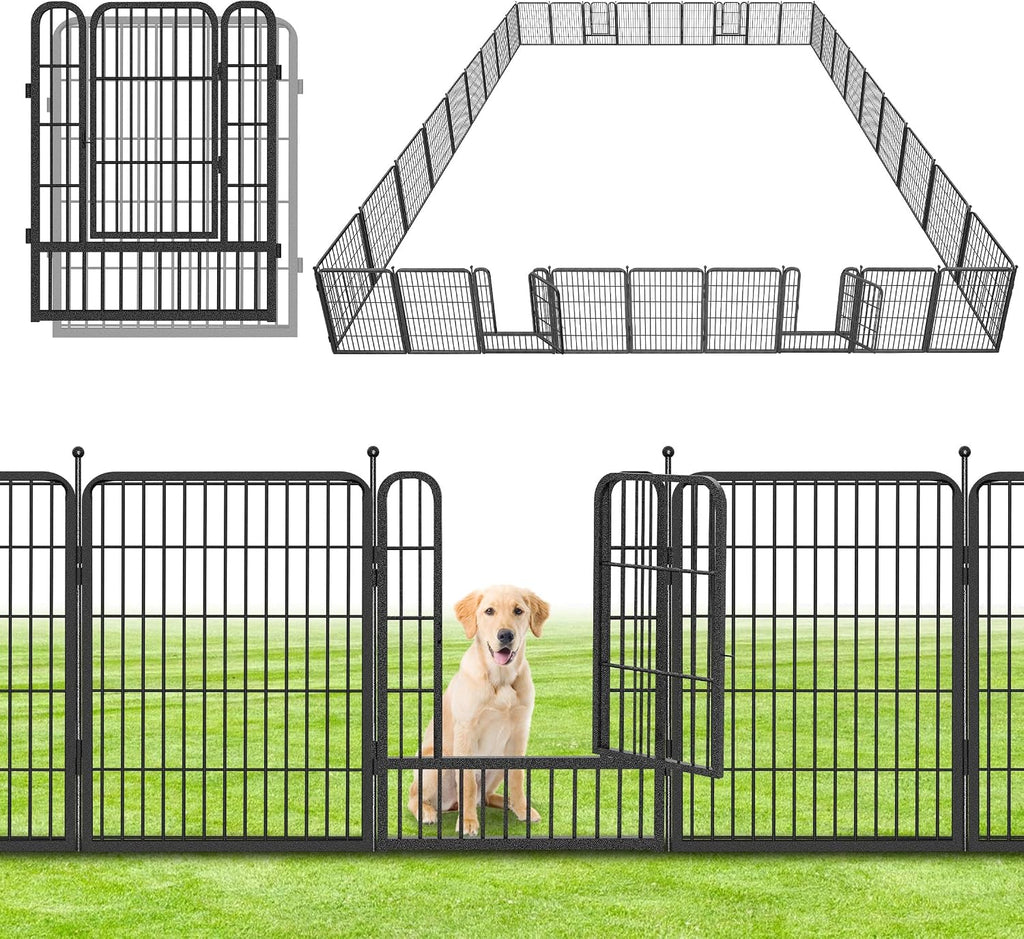 Decorative No Dig Fence Panels Metal Garden Fence with Gate, 83ft(L) x 32in(H) Garden Fencing for Dogs Rabbits, Temporary Fencing for Garden, Patio, Yard, 36 Panels