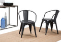 SIMPLIHOME Larkin Dining Arm Chair Set in Distressed Black, Silver, 20.1'W x 20.1'D x 28.2'H, Industrial Metal Chairs for Dining Room, Kitchen (Set of 2)