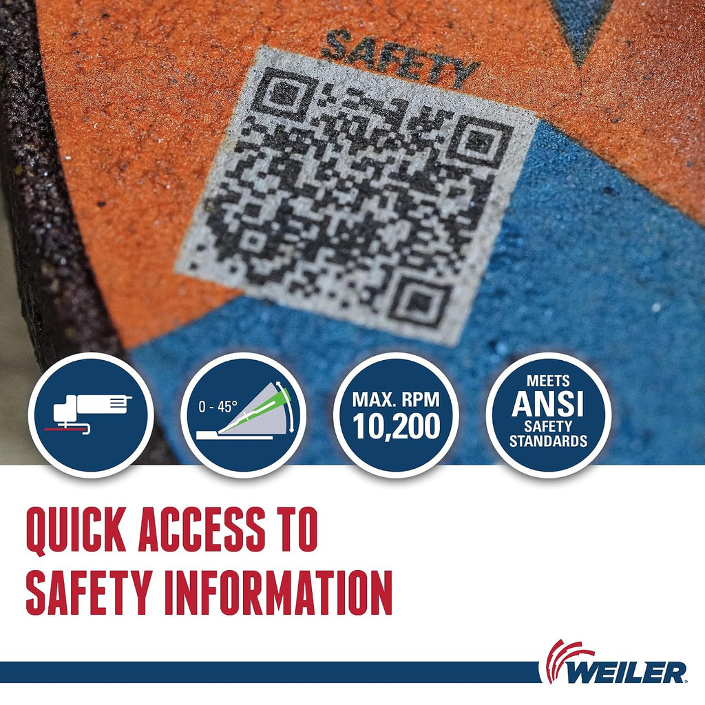 Weiler 58079 6' x 1/4' Tiger Zirc Type 27 Grinding Wheel, Z24T, 7/8' A.H (Pack of 10)