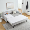 Ball & Cast Twin Size Daybed with Pop Up Trundle, Button Tufted Linen Sofa Day Bed Frame with USB Port,Twin to King Trundle Bed for Bedroom, Living Room, No Box Spring Needed,Beige