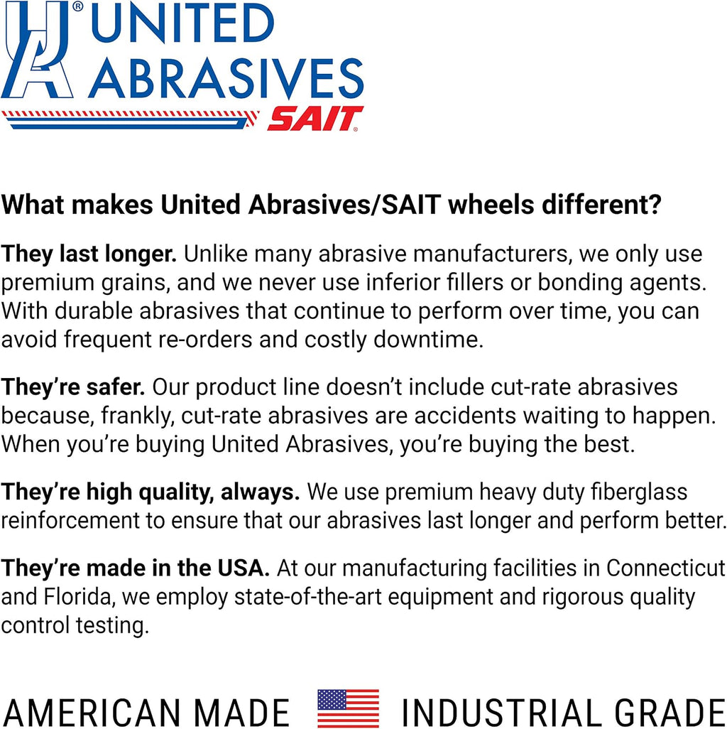 United Abrasives-SAIT 20150 A24N Fast Grinding Wheel 4 1/2' x 3/16' x 5/8-11' Type 27 with Super-Lock™ Hub, 10 Pack