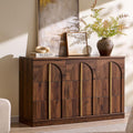 ACCOHOHO Arched Dresser for Bedroom with 9 Drawers, 52' Wide Modern Chest of Drawers with Rounded Edge & Metal Handles, Wood Storage Closet Dressers TV Stand for Living Room, Hallway, Brown