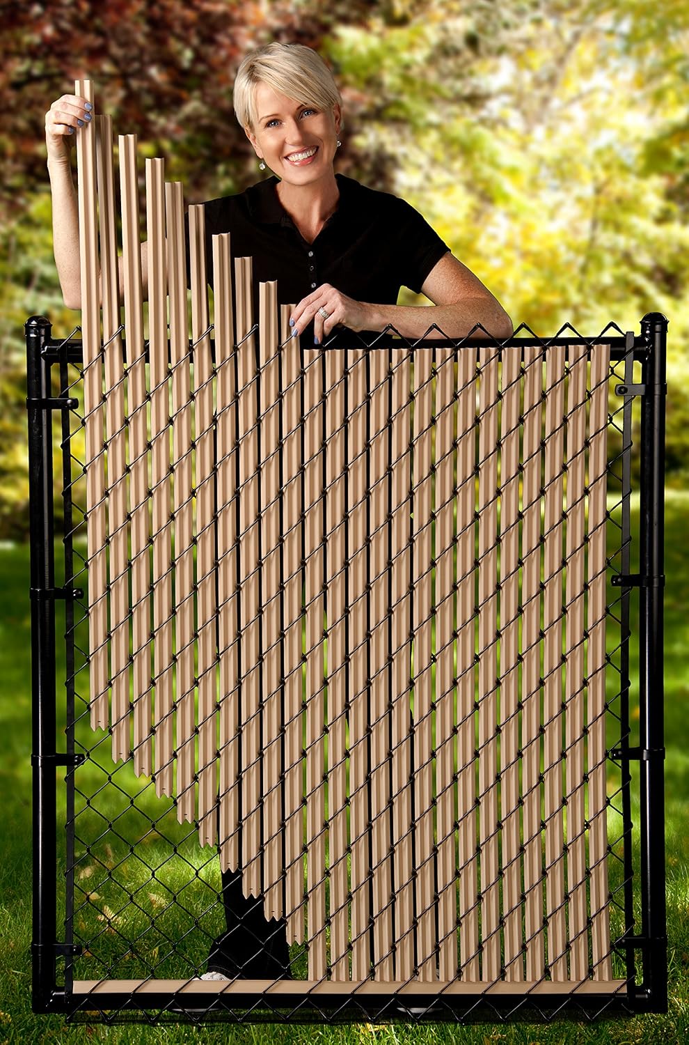 Proudly Made in The USA! - Ridged Slat Single Wall Bottom Locking Slat Depot Privacy Slat for 3', 4', 5', 6', 7' and 8' Chain Link Fence (8ft, Beige)