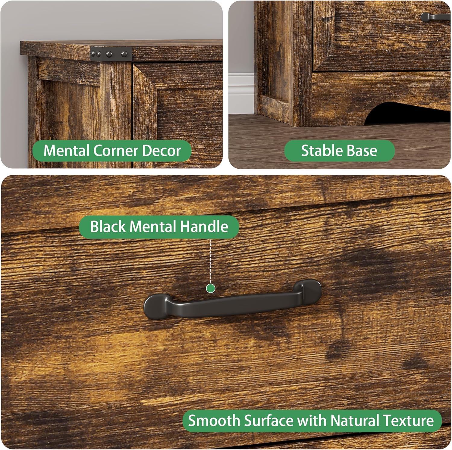Dresser for Bedroom with 6 Drawers, 48' Wide Wood Chest of Drawers with Deep Drawers & Mental Handle, Wooden Dresser TV Stand, Modern Closet Storage Organizer for Living Room, Hallway, Entryway, Brown