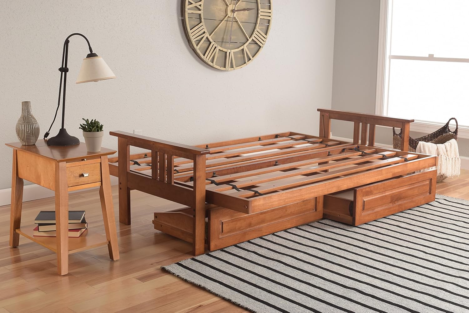 Kodiak Furniture Monterey Futon Set with Storage Drawers, with Barbados Base and Peter's Cabin Mattress