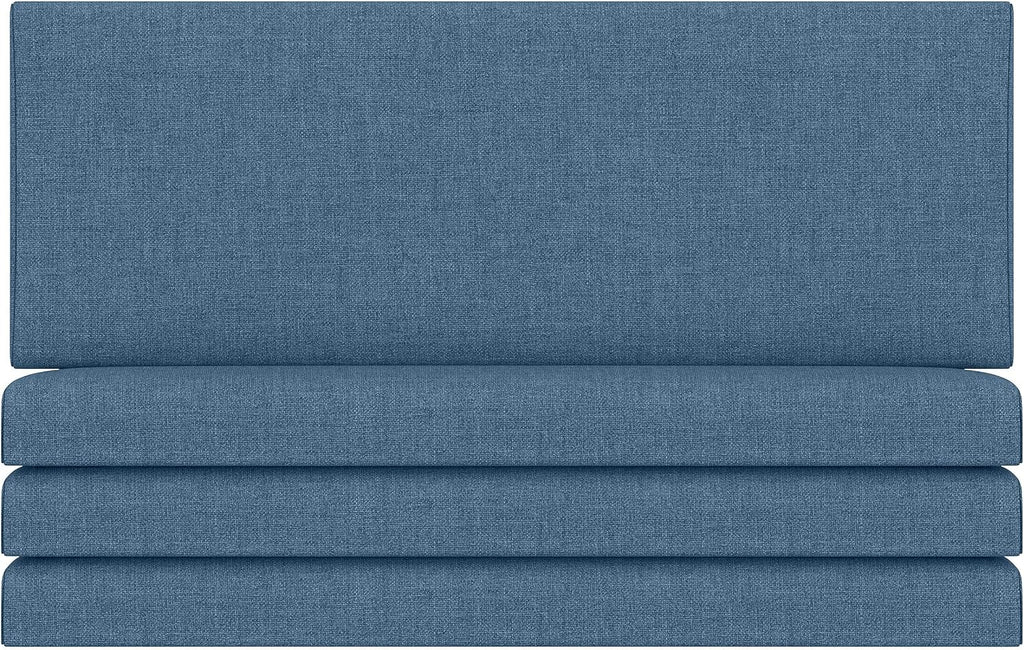 Jaxx Panelist Modern Padded Headboard – Set of 4 Wall Mounted Panels (Each 11.25' x 30') - Queen, Petrol Blue Microvelvet