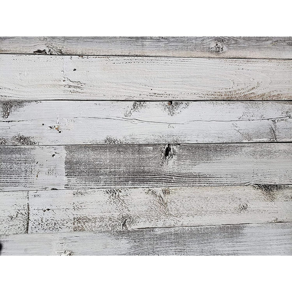 Rockin' Wood Real Wood Peel & Stick 2 & 4 Foot Length Rustic Reclaimed Barn Wood Accent Paneling Planks for Walls, White Wash, 23 Square Feet
