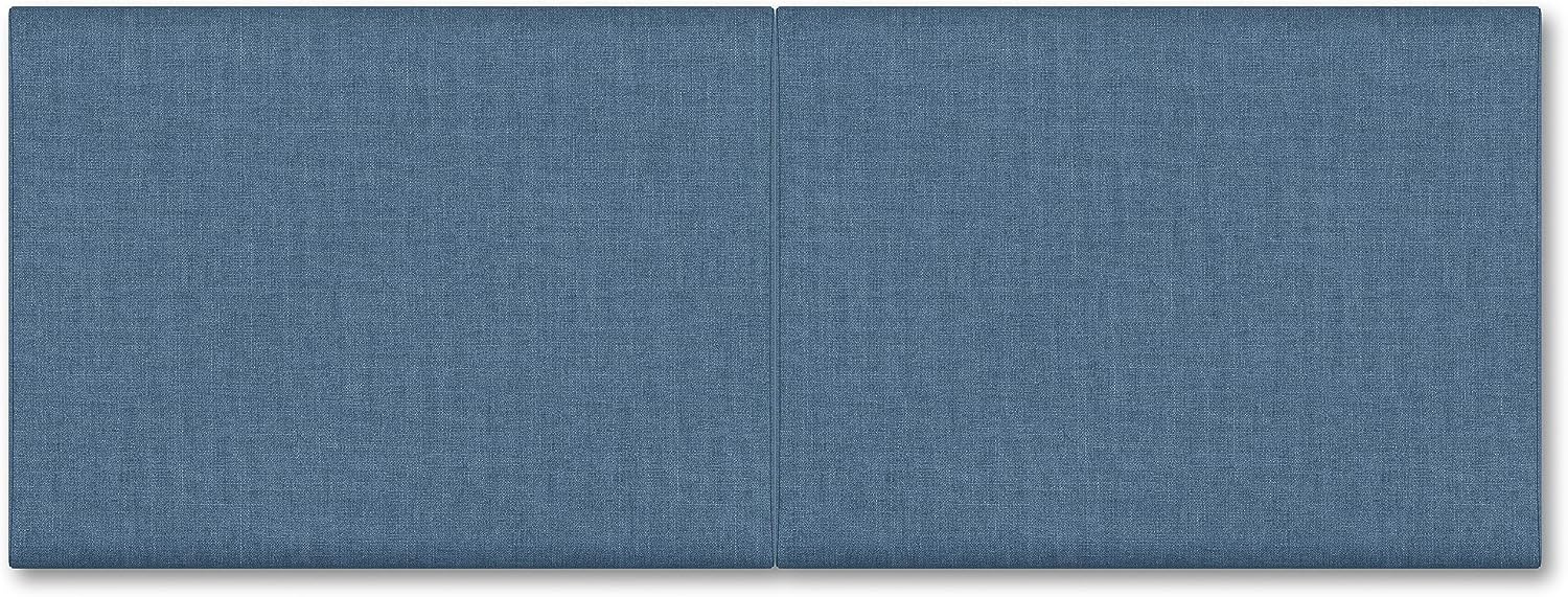 Jaxx Panelist Modern Padded Headboard- Set of 2 Wall Mounted Panels (Each 22.5' x 30')- Queen Double Tall, Microvelvet Petrol Blue