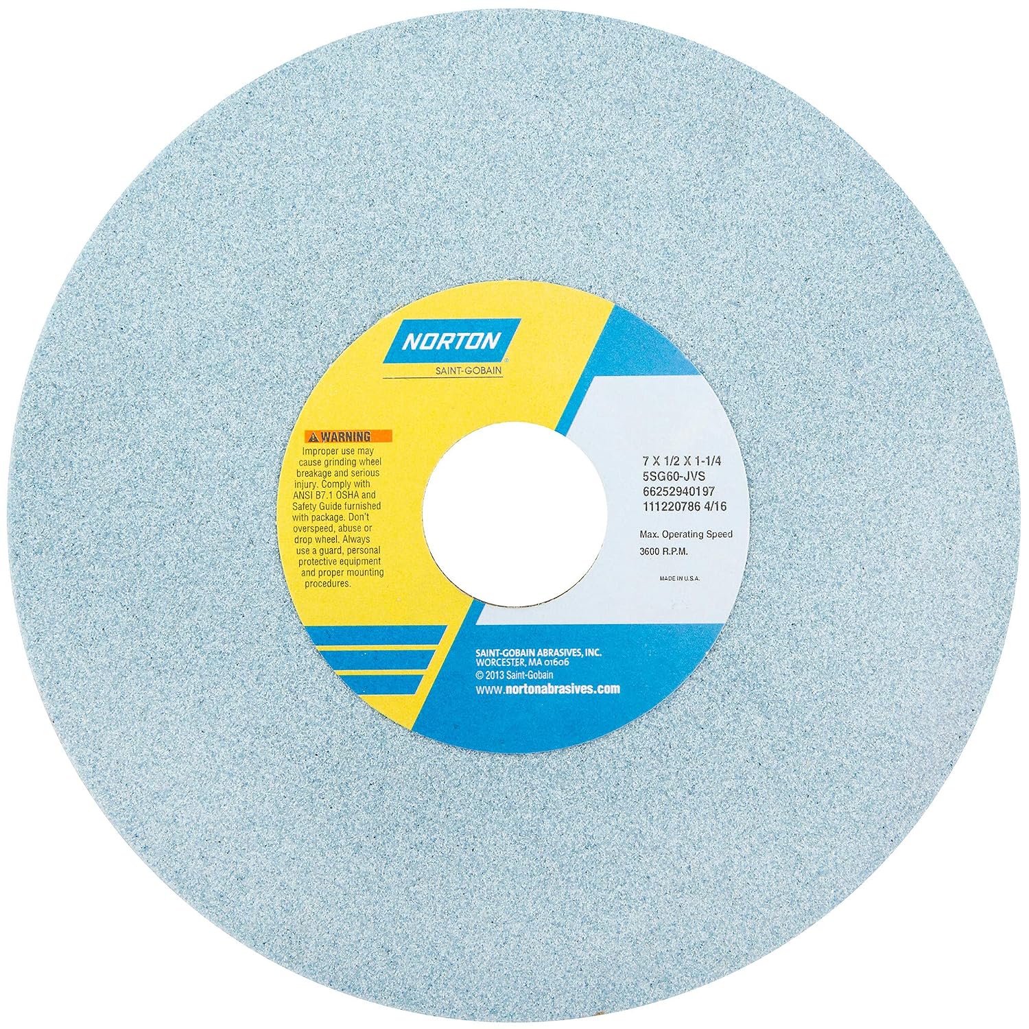 Grinding Wheel, T1, 7x1/2x1.25, CA, 46G, PK5