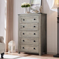 RedLemon Farmhouse 5 Drawer Dresser, 48' Tall Rustic Chest of Drawers, Wood Dresser for Bedroom, Living Room, Hallway, Light Rustic Oak