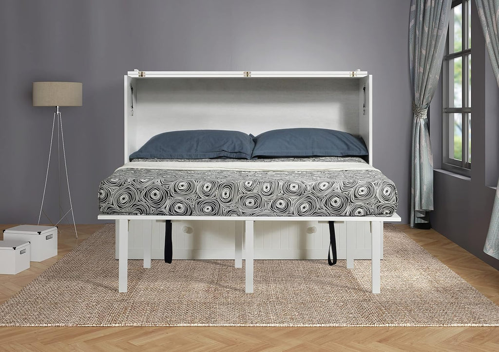 Mega Solutions Murphybedz Tuscany Murphy Cabinet Chest Bed with Charging Station 6 Inch (White, Queen)