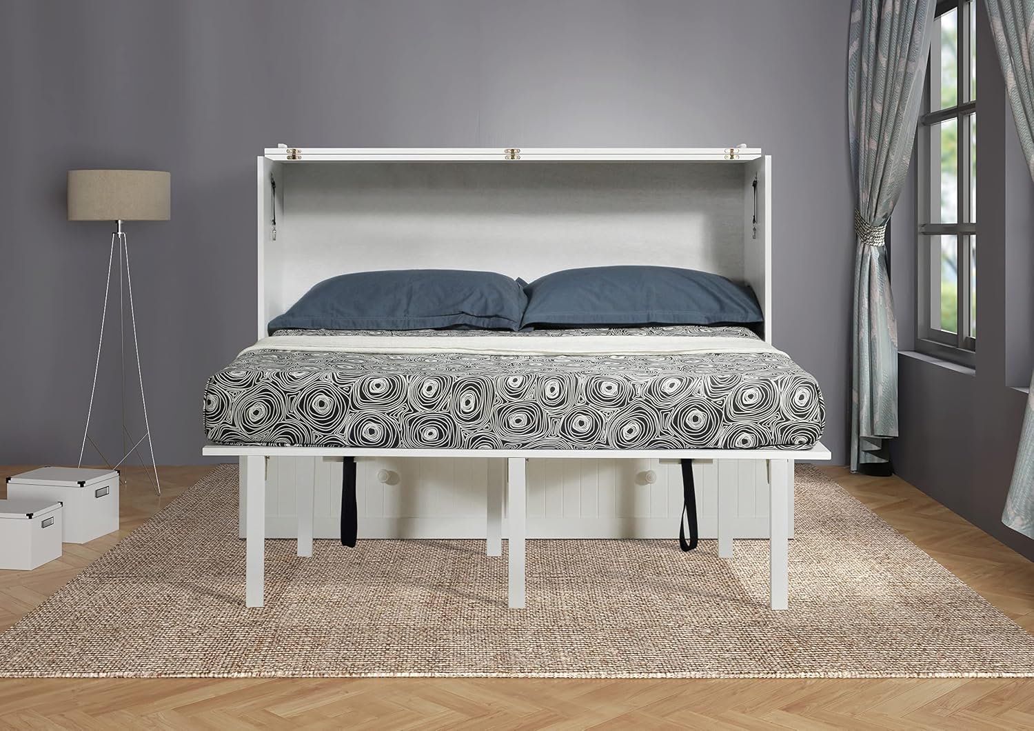 Mega Solutions Murphybedz Tuscany Murphy Cabinet Chest Bed with Charging Station 6 Inch (White, Queen)