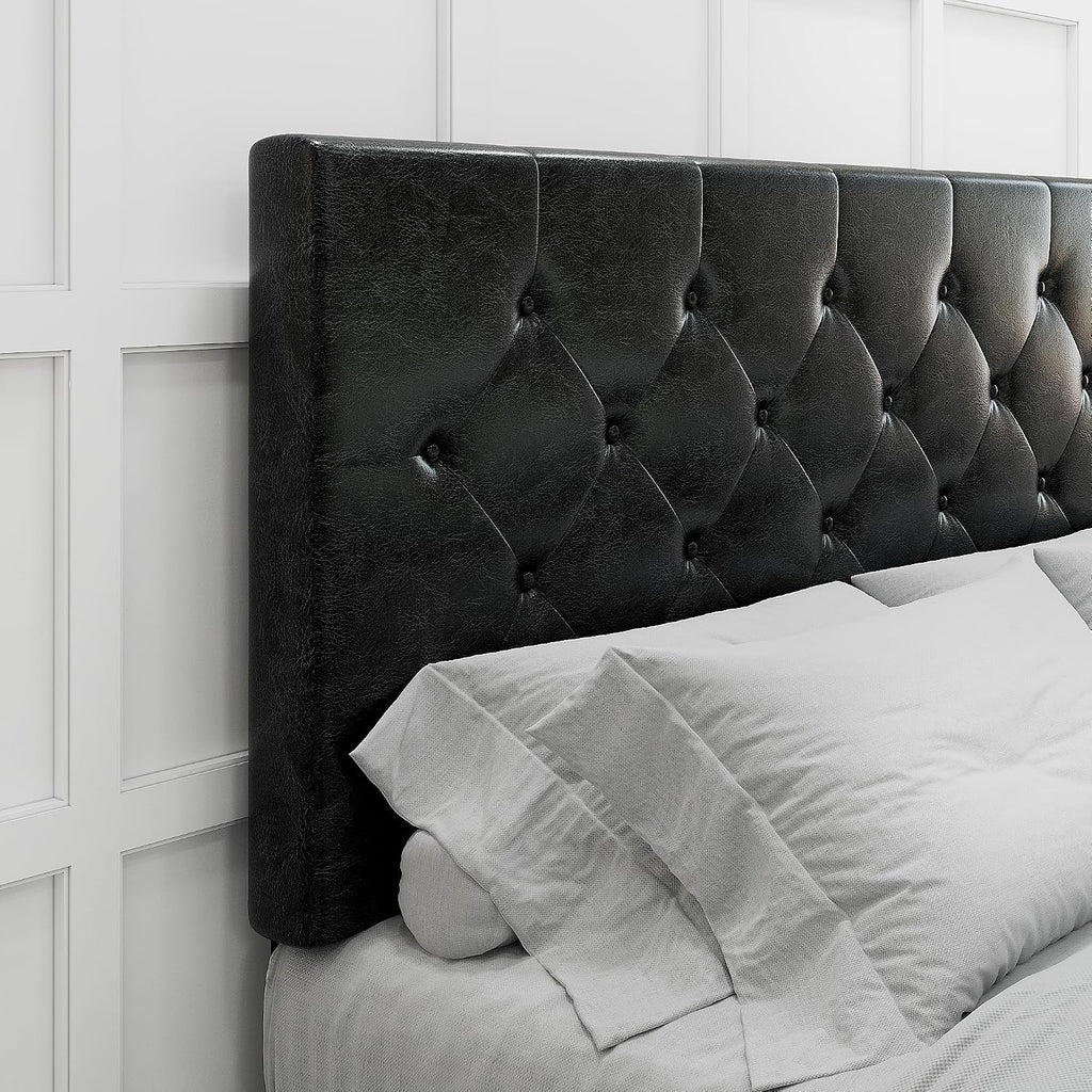 HOOMIC Queen Platform Storage Bed Frame with 4 Drawers & Adjustable Headboard, Wooden Slats, No Box Spring Needed,Diamond Stitched Button Tufted Design,Black