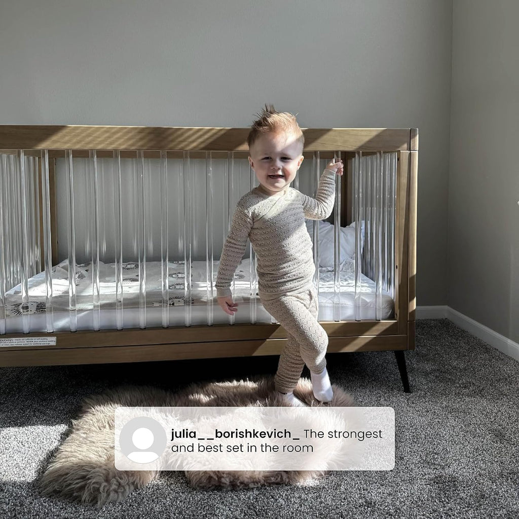 Delta Children Sloane 4-in-1 Acrylic Convertible Crib - Greenguard Gold Certified, Acorn/Matte Black