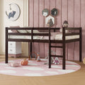 JIVOIT Full Size Bed Frame, Rubber Wood Loft Bed with Ladder, Low Height Design Loft Bed, Central Strengthened Support Slat, No Box Spring Needed
