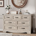 Dresser for Bedroom with 7 Drawers, 48' Wide Modern Chest of Drawers with Deep Drawers & Mental Handle, Wood Dresser TV Stand, Wooden Closet Storage Organizer for Living Room, Hallway, Entryway, Grey