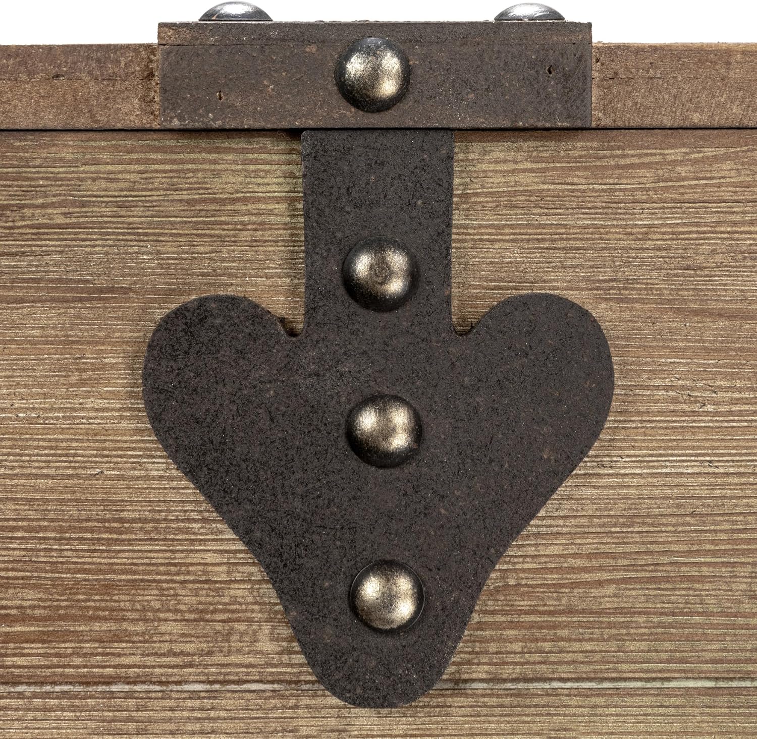 Household Essentials Antiqued Decorative Trunk, Large, Chinese Fir Panel and MDF, Smooth Backing and Metal Hinge Accent, Flat Top and Stay-Open Lid