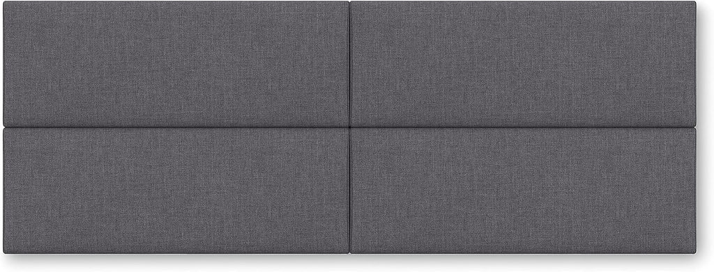 Jaxx Panelist Modern Padded Headboard – Set of 4 Wall Mounted Panels (Each 11.25' x 30') - Queen, Charcoal Microvelvet
