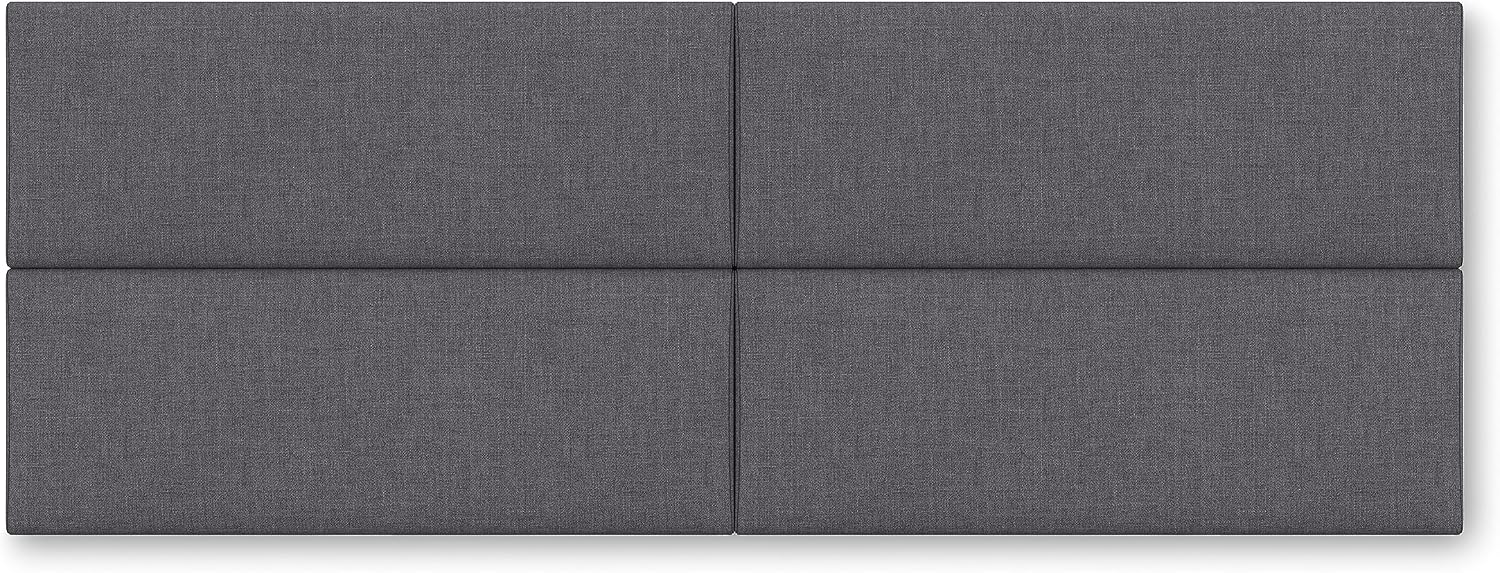 Jaxx Panelist Modern Padded Headboard – Set of 4 Wall Mounted Panels (Each 11.25' x 30') - Queen, Charcoal Microvelvet