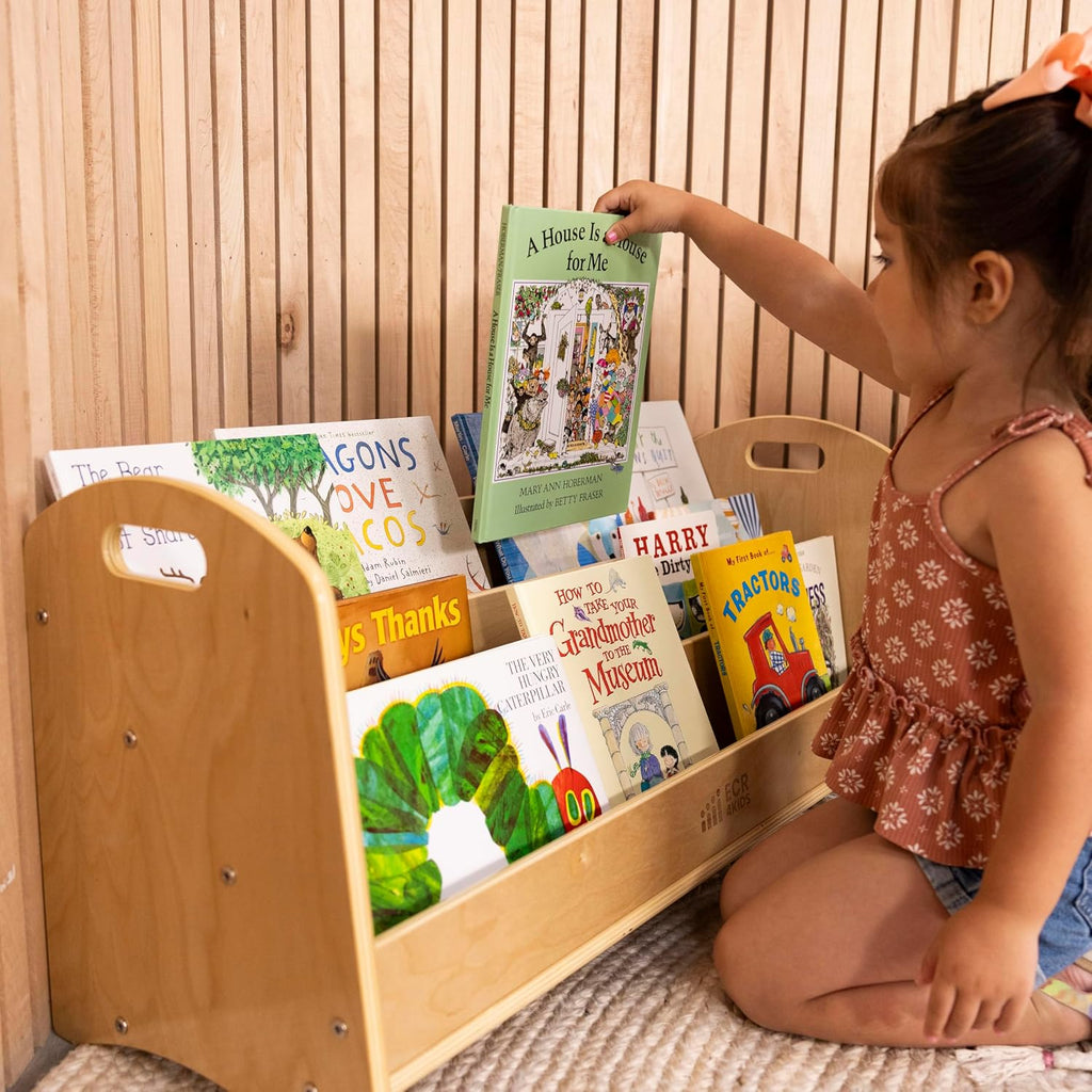 ECR4Kids 3-Shelf Floor Book Display with Handles, 36in, Children's Furniture, Natural