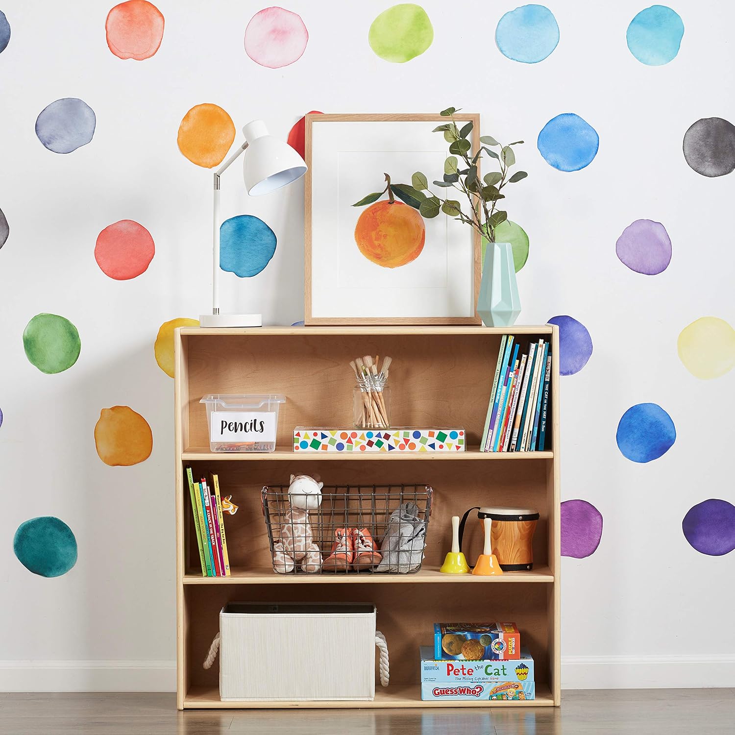 ECR4Kids Birch Streamline 3-Shelf Storage Cabinet, 36in High, Bookcase for Classroom and Playroom, Natural