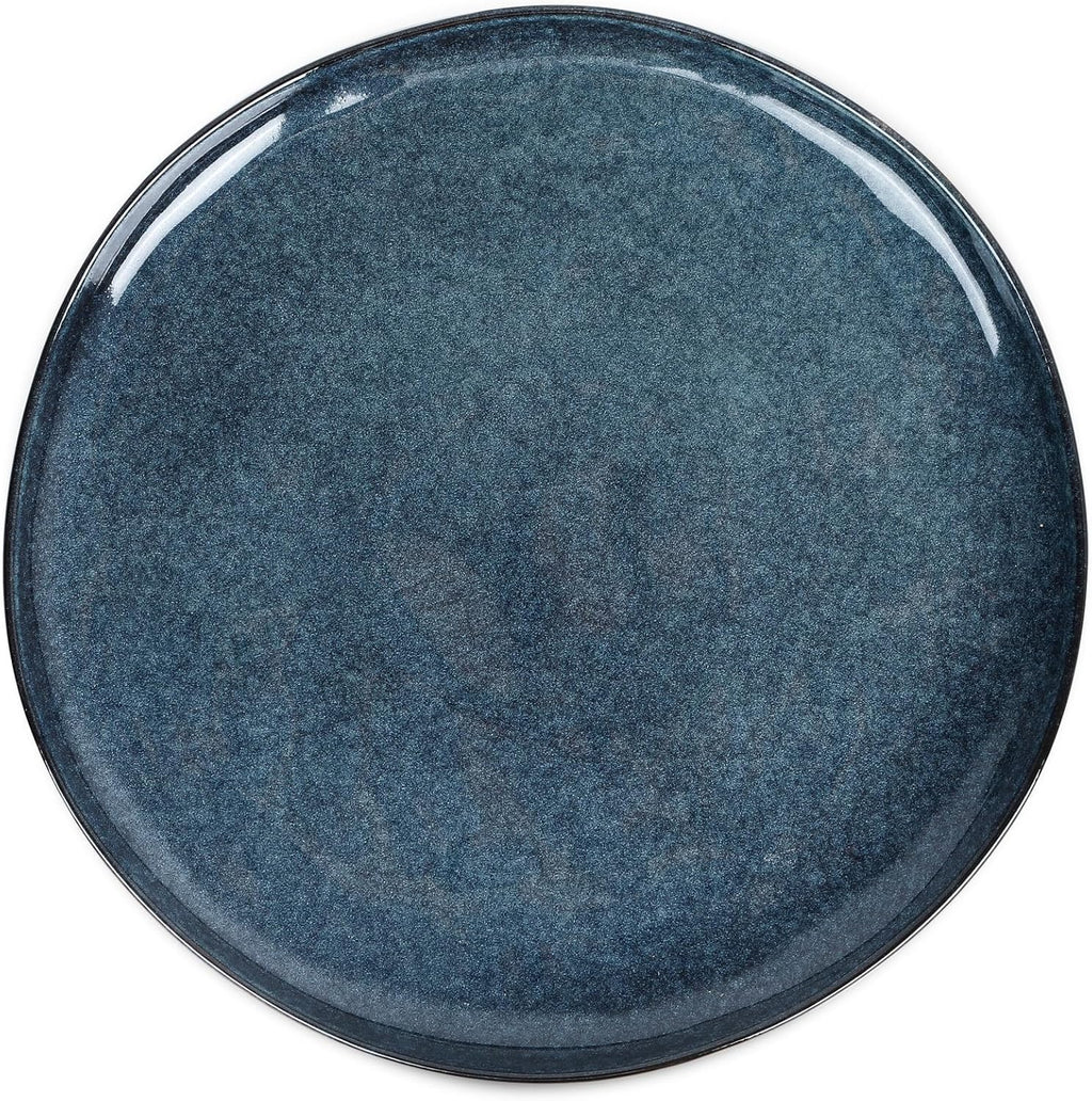 Stone Lain Mirella 4-Piece Dinner Plate Set Stoneware, Dishwasher and Microwave Safe, Blue