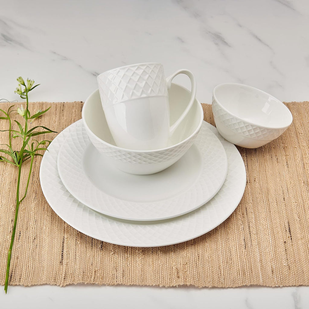 Mikasa Trellis Bone China Lightweight Chip Resistant 40 Piece Dinnerware Set, Service for 8