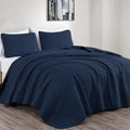 Chezmoi Collection Austin 3-Piece Oversized Bedspread Coverlet Set (Queen, Navy) (Pack of 6)
