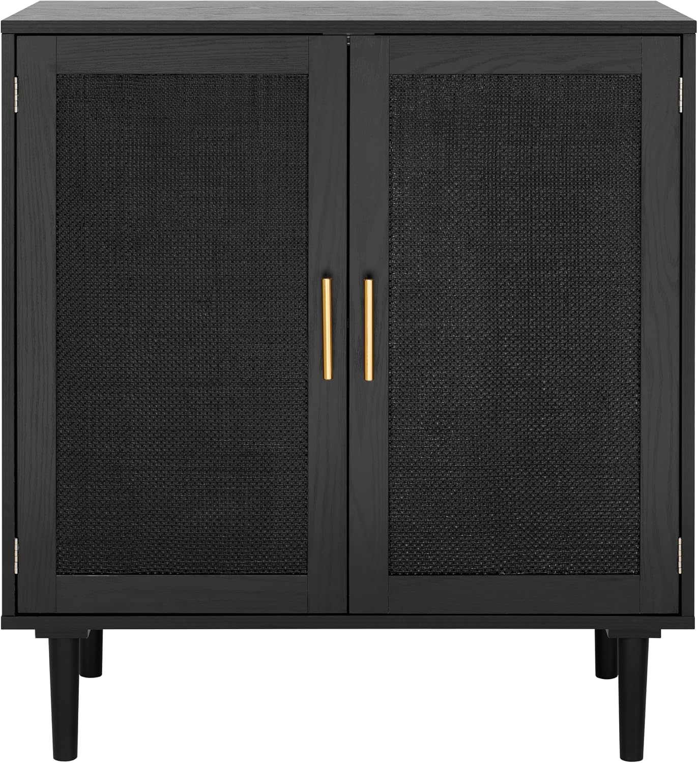 Finnhomy Sideboard Buffet Kitchen Storage Cabinet with Black Painted Rattan Decorated Doors, Dining Room, Hallway, Cupboard Console Table, Liquor/Accent Cabinet, 31.5X 15.8X 34.6 Inches, Black