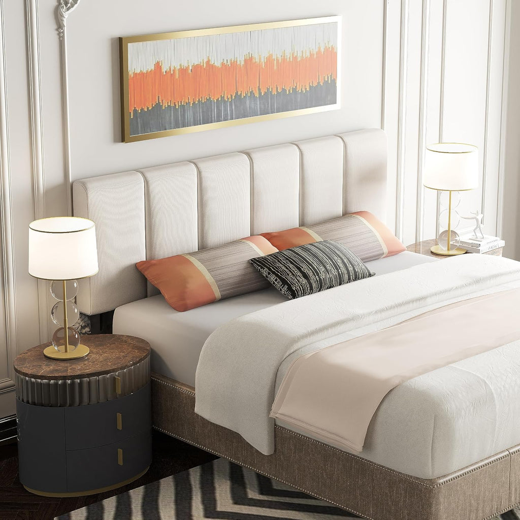 HAOBO Home Upholstered Headboard Foldable King Size Headboards Eastern King/California King Linen Panel with Height Adjustments