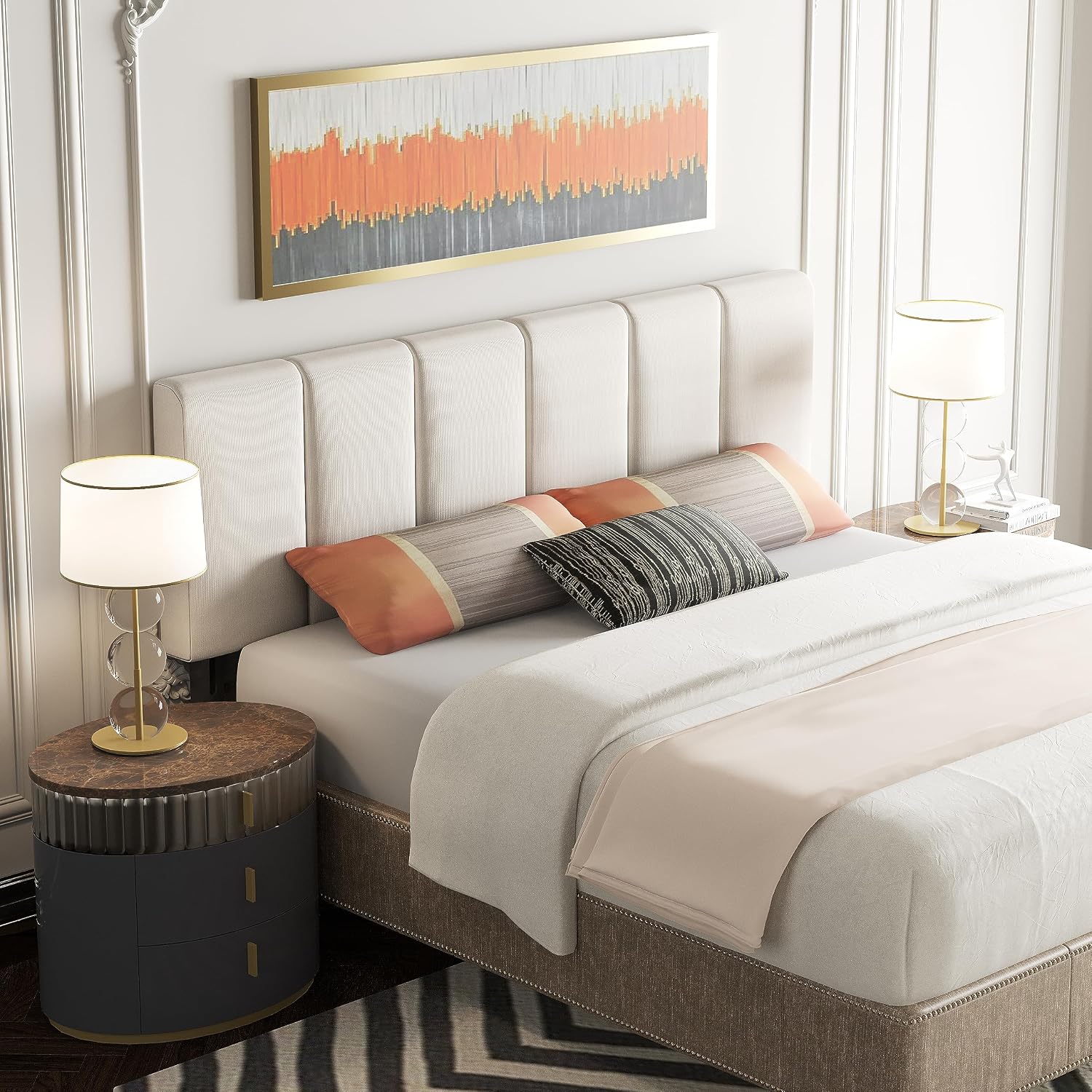 HAOBO Home Upholstered Headboard Foldable King Size Headboards Eastern King/California King Linen Panel with Height Adjustments
