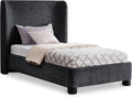 Meridian Furniture B1207Black-T Penny Collection Modern | Contemporary Twin Bed with Rich Black Chenille Fabric, Curved Headboard, 52' W x 82.5' D x 52' H, Black, Twin