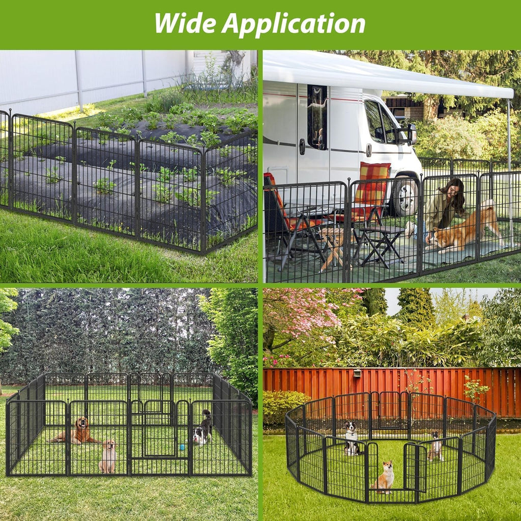Dog Playpen Outdoor 40inch Dog Fence Outdoor for Yard, 12 Panels Pet Dog Pens Outside Puppy Playpen with Gate for Small/Medium/Large Dogs, Portable Fence for RV Camping, Yard