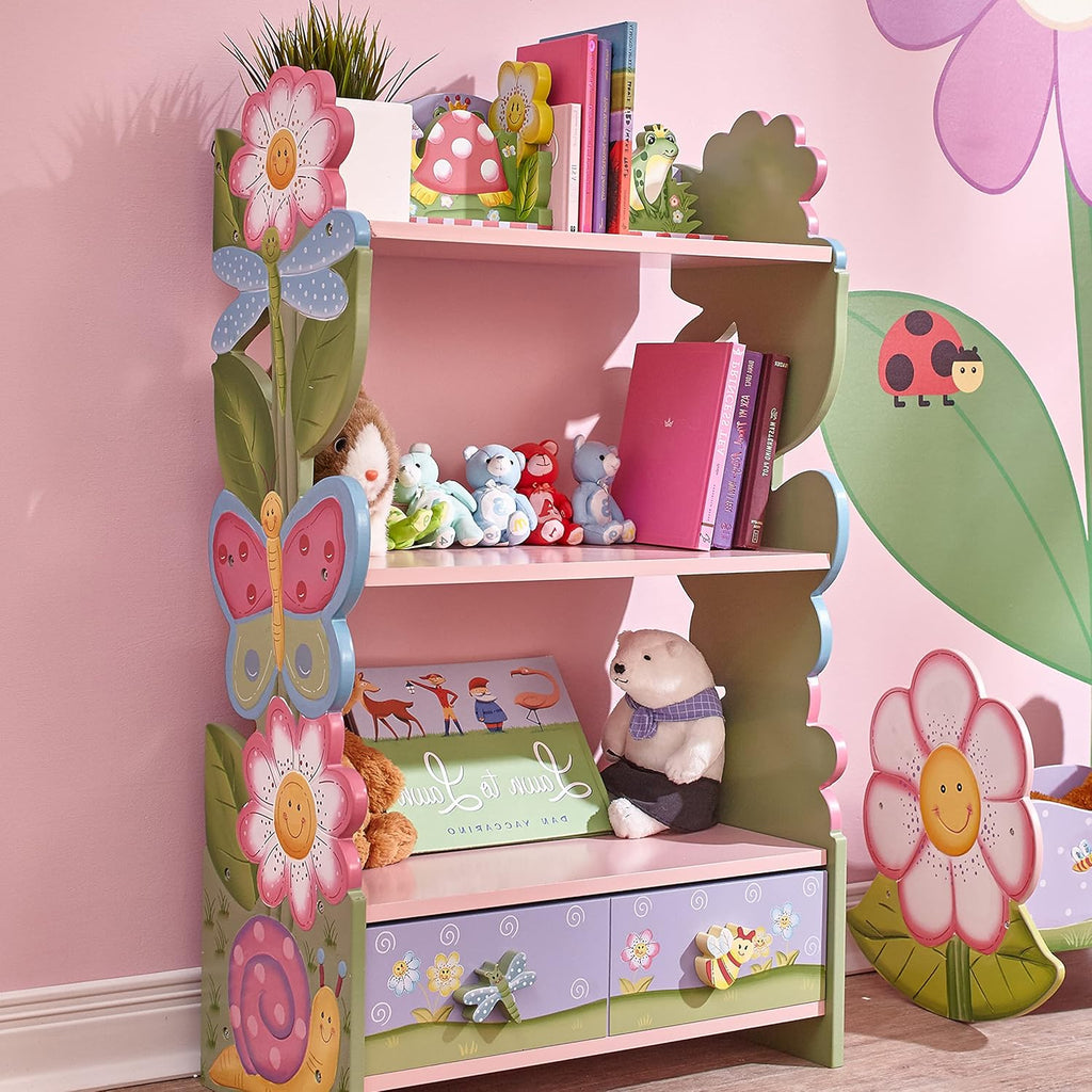 Fantasy Fields Magic Garden Kids 3-Tier Bookshelf & Drawer, Multi