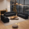 Fiona's magic 8 Seats Couch Set, 3 Piece Set Comfy Sofa, 3 Seater*2 & Loveseat Sofa with Deep Seats for Living Room, Modern Sleeper Couch, Black Corduroy