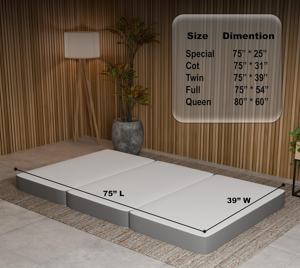 Treaton, Tri-Folding Gel Memory Foam Portable Floor Mattress