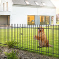 FOREHOGAR Metal Garden Fence with Gate 42 in H x 11.5 ft L, 1 Gate + 4 Panels Border Fence Panels Animal Barrier for Dogs, No Dig Garden Fencing for Yard Patio Flower Bed Lawn Outdoor, Black