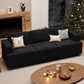Fiona's magic 3 Seater Corduroy Couch for Living Room, 89' Black Cloud Sofa, Deep Seat Floor Couch for Bedroom, Futon Modern Sofa Sectional Bed, Black Corduroy