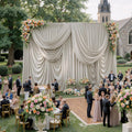 50ftx15ft Beige Backdrop Curtains for Parties, Wrinkle Free Polyester Beige Photo Backdrop Drapes 10 Panels 15 ft Long Back Drop Cloth for Wedding Birthday Photography Background Party