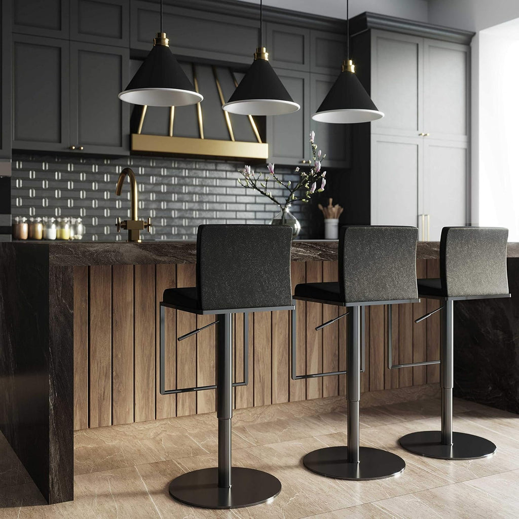 Tov Furniture Amalfi Black Performance Vegan Leather on Black Stool
