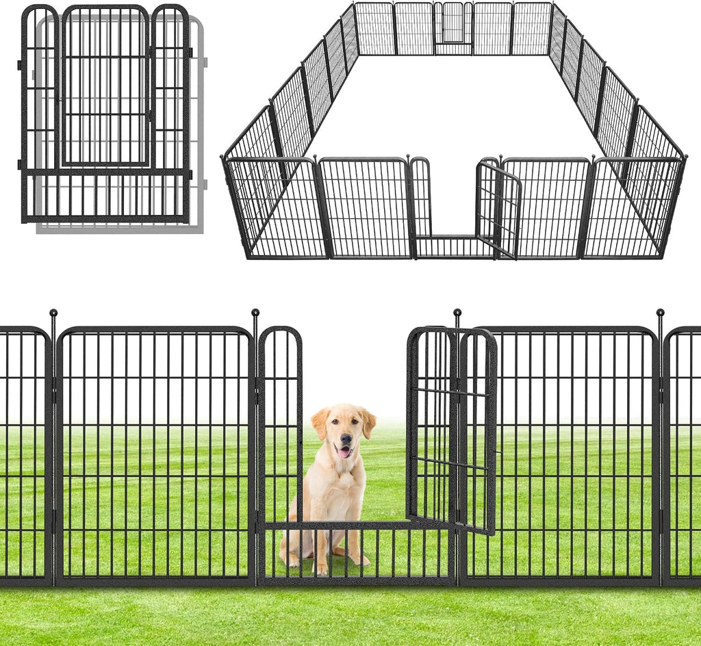Decorative No Dig Fence Panels Metal Garden Fence with Gate, 46ft(L) x 32in(H) Garden Fencing for Dogs Rabbits, Temporary Fencing for Garden, Patio, Yard, 20 Panels